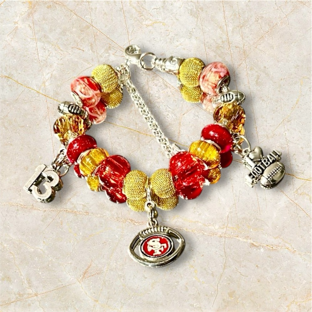 San Francisco 49ers beaded charm bracelet NFL Brock Purdy